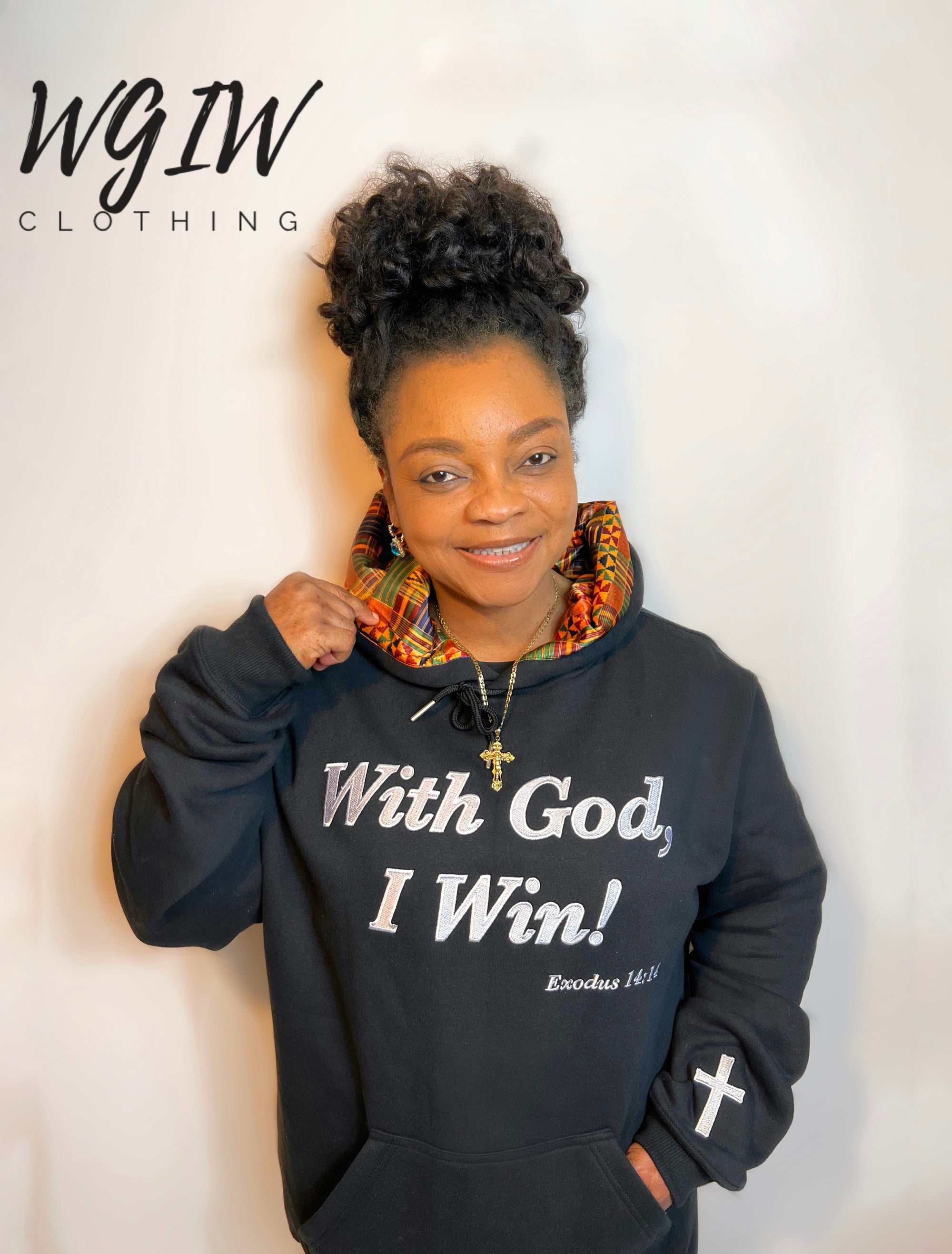 Black Puff Print WGIW Hoodie - With God, I Win! Clothing