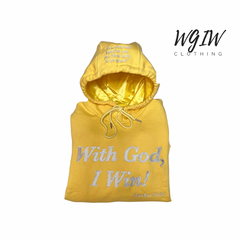 Baby Blue Satin Lined WGIW Hoodie - With God, I Win! Clothing